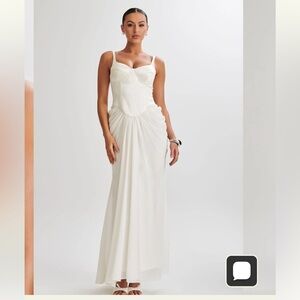NWT - Meshki - leila satin ivory corset maxi dress